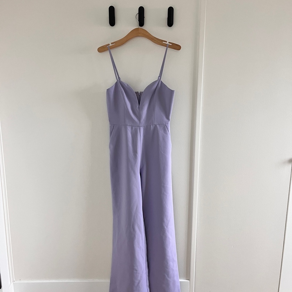 BCBG Purple Jumpsuit with Wide-Leg Design